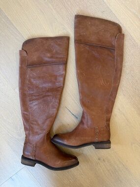 Franco Sarto Brown Leather Knee-High Riding Boots
